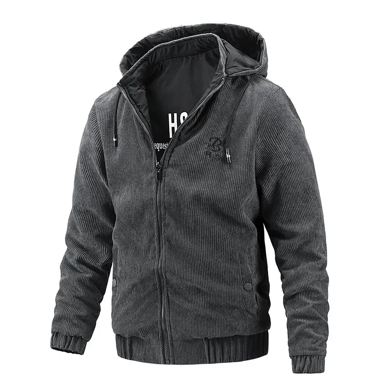 Wiaofellas  -  Men's Winter Hooded Jacket Corduroy Thick Outerwear Removable Cap Hoodies Coats for Men Autumn chaquetas hombre MY893